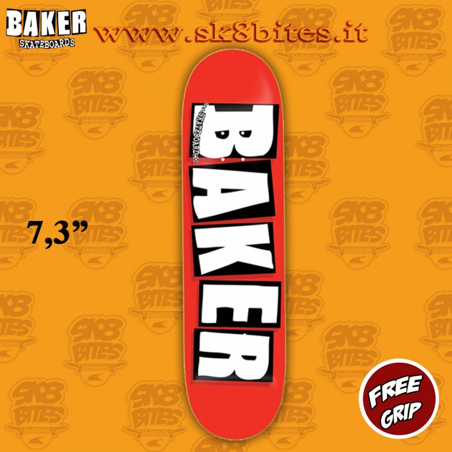 Baker Brand Logo White Mini 7,3" Tavola Skateboard Street Pool Baker Brand Logo White Mini 7,3" Tavola Skateboard Street Pool
